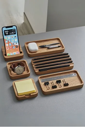 ESLENTA 4-Piece Wooden Solid Table Organization Set