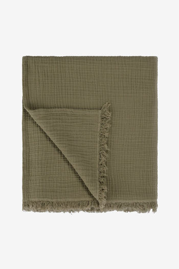 Barine Cocoon Cotton Khaki Muslin Bedspread - 4 Layers, 200X220
