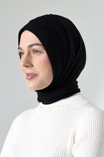 ihvan online Practical and Ready Black Hijab Shawl - Three Different Ties