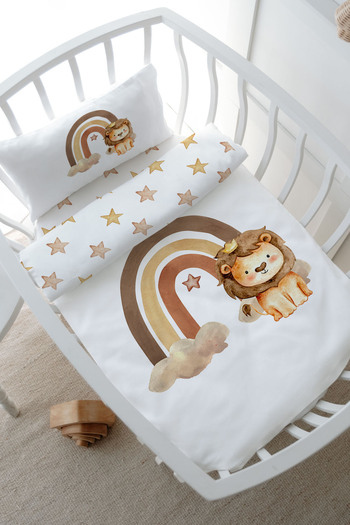Tuğba Kuğu Mother's Side Crib Duvet Cover Set (60X100) - Iconic Series - Vintage Lion