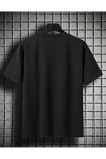 caddekombin Black Baskılı Unisex Pamuklu Yuvarlak Yakalı Siyah  T-shirt