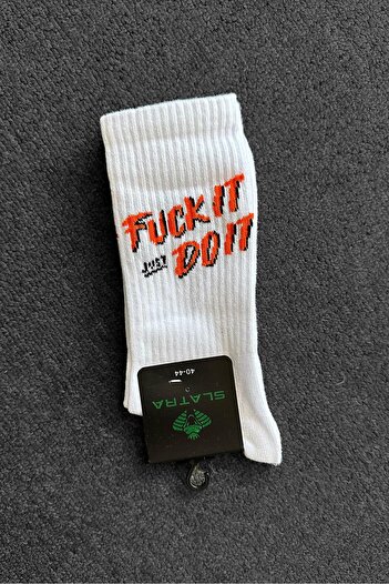 Slatra White F*ck it Do it Socks