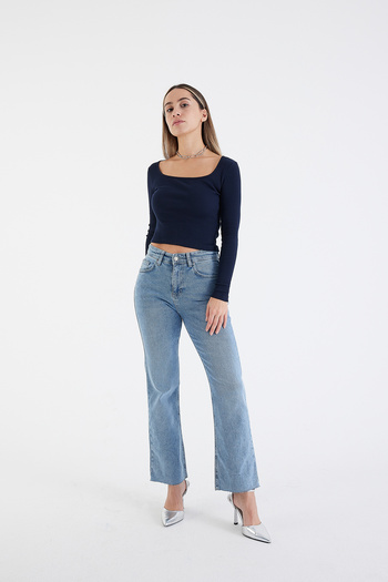 Addax Long Sleeve U-Neck Blouse - B13347-Dk6