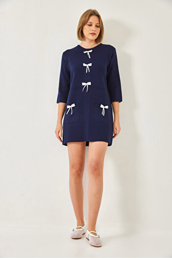 Bianco Lucci Women's Bow Detailed Knitwear Dress 20247565