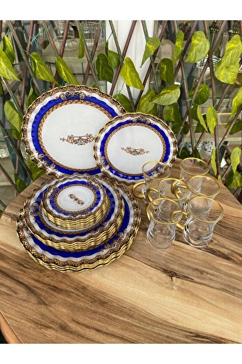 GÜRCÜGLASS Crown Model 24 Pcs with Handles Breakfast Set