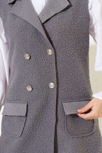 VOLT CLOTHİNG Double Breasted Collar Boucle Vest