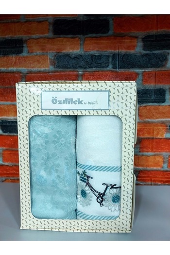 Özdilek Box of 2 Gift Towels (50X90) - Daisy Border Mint