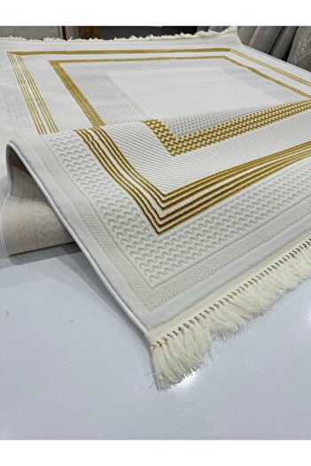 Armoni Oturma Odası Halısı Beyaz&Gold Leke Tutmaz Halı ARGIN HALI