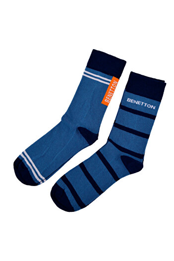 United Colors of Benetton Мъжки чорапи с бродерия с лого, 2 чифта, размери 39-43, 77263
