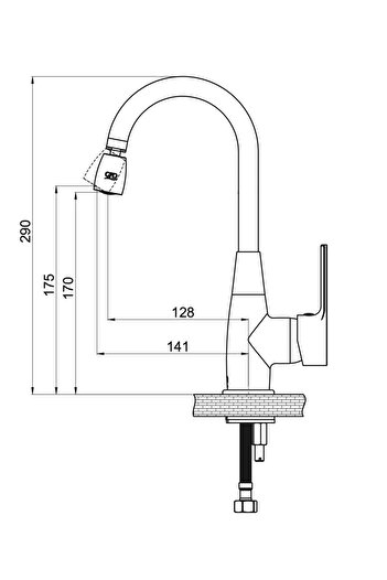 GPD Mtl55-S Solus Single Body Sink Faucet Black