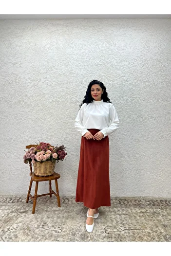 KÜÇÜĞÜM BUTİK Tile Corduroy A-Line Skirt