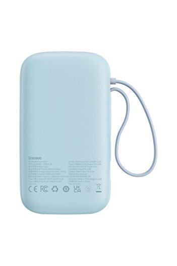 Baseus OS-Baseus Qpow2 Dual-Cable Digital Display Fast Charge Power Bank 20000mAh 22.5W Galaxy Blue