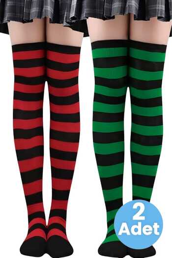 Uniquetrenders Women's Thick Stripe 2-Piece Knee High Socks