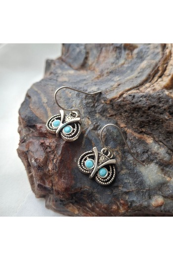 azra takı tasarım Minimal Owl Figure Silver Color Women's Earrings