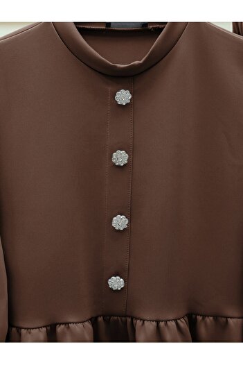 Modamorfo Piece Stone Button Detailed Skuba Set - Brown