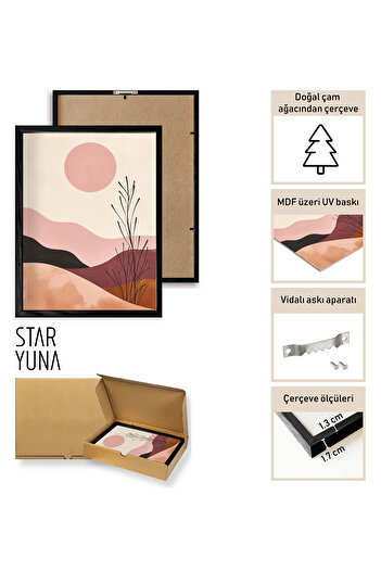 STARYUNA Set de 2 picturi cu efect de vopsea în ulei într-un cadru negru Yuna76