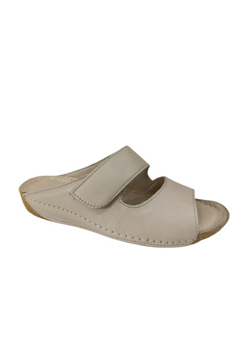 BENTO Anne Marie 010 Beige Leather White Anatomical Women's Slippers