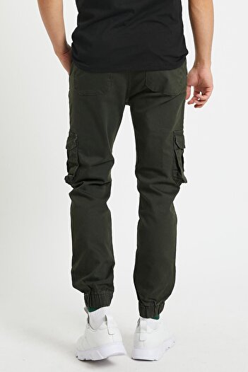 Serseri Ανδρικό ελαστικό ύφασμα Khaki Slim Fit - Cargo Pantolo με πλαϊνές φυσούνες, τσέπες και κουμπιά