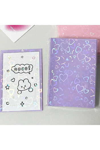 Choice plum 50pcs Laser heart shaped Design card protector , sparkling card protector For Id, School Passes