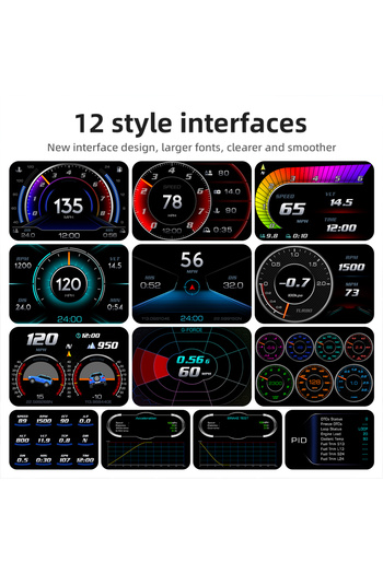 Choice1 OBD + GPS HUD P24 سيارة OBD شاشة عرض رأسية HUD على لوحة الكمبيوتر عداد السرعة الرقمي درجة حرارة الماء...