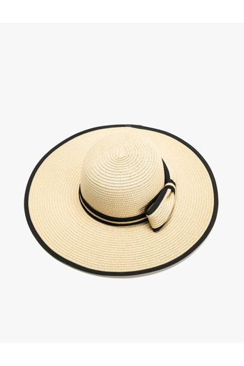 Koton Straw Hat Sombrero with Ribbon Detailed Piping