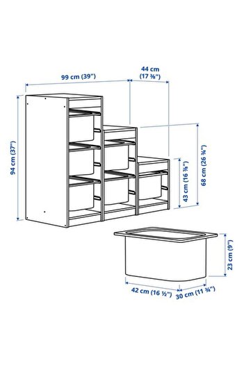 IKEA TROFAST, saklama ünitesi, beyaz-açık mavi, 99x44x94 cm