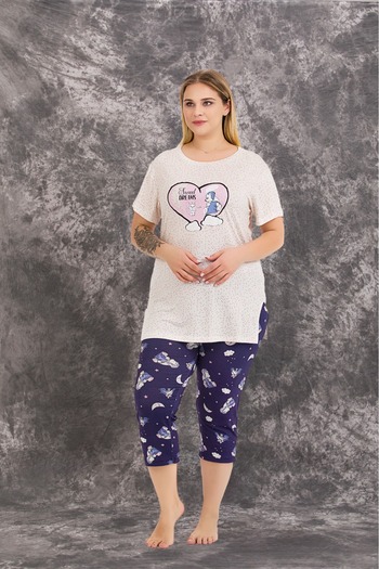 Lady Lingerie Women's Short Sleeve Cotton Capri Size Women's Sleepwear