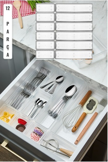 Bayev Bade 12 Pieces Drawer Inside Cutlery Organizer Organizer - Cutlery Box