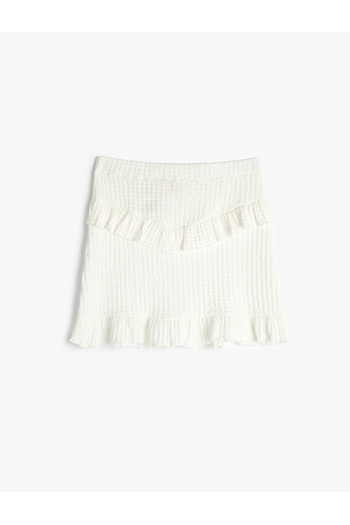 Koton Textured Mini Skirt - Layered and Elastic Waist