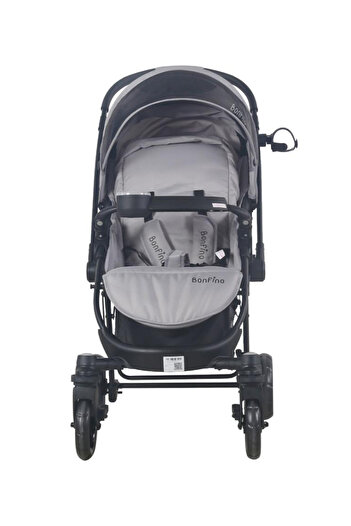 Bonfino Helios Stroller with Shock Absorbent Wheels, Multi-Recline, Mosquito Net - Grey