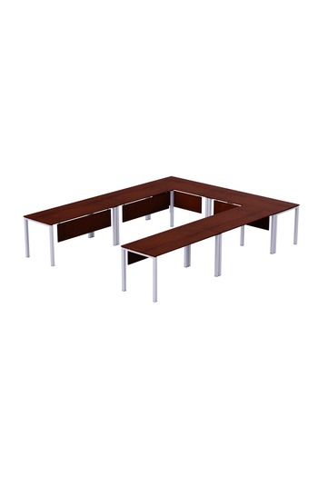 Mahmayi Figura 72-12 U-Shaped Conference Meeting Table for Office - 12 Seater, Apple Cherry