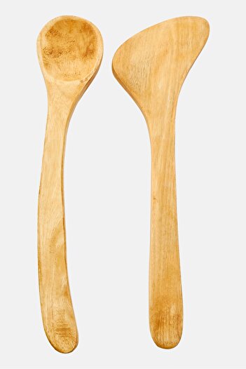 Muy Mucho 2-Piece Wooden Salad Servers Set, Brown