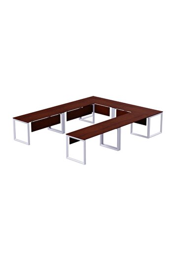 Mahmayi Vorm 136-12 U-Shaped Conference Meeting Table for Office - 12 Seater, Apple Cherry