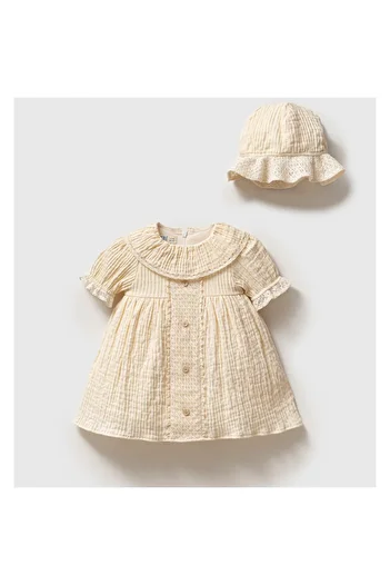 DIDuStore Girl's 6-9-12-18 Months Rucked Hat Dress