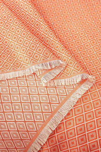 Denizli Concept Orange Double Diamonds Pique Set - Multi-Purpose 100% Cotton Bedspread - with Sheets
