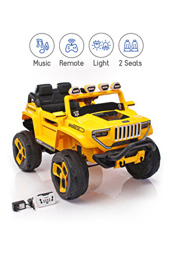 Babyhug Bugatti Jeep Two-Seater Battery Operated Ride-On with Lights & Sounds - Yellow (18M-3Y)