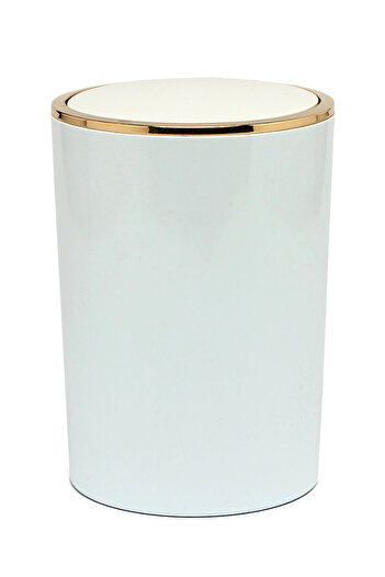 Prima Nova Lenox Trash Can 6Lt White Gold Color