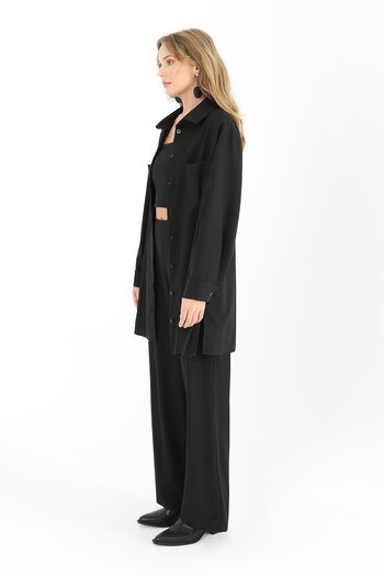 Puane Women's Black Pocket Shirt - 10564Gml