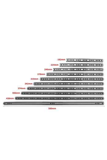 Choice 214MM 9inch 2Pcs 8"-20"inch Ball Bearing Drawer Slides Furniture Slide Steel Ball Bearing Slides Key