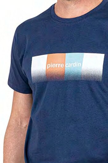 Pierre Cardin 6043 Men's Short Sleeve Combed Cotton Pajama Set-Indigo