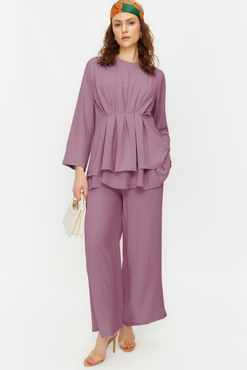 Trendyol Modest Lilac Aerobin Tunic and Pants Set - Drawstring Woven Tctss24Us00009
