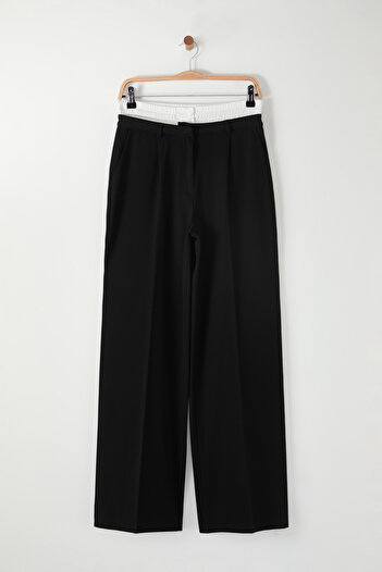 Trendyol Collection Limited Edition Black Wide Leg Waist Boxer Detailed Woven Fabric Pants Twoaw24Pl00273