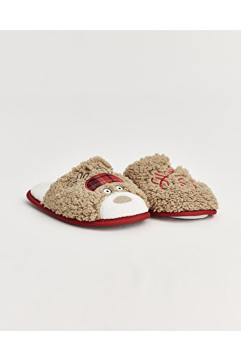 Chirpy Nevi- E - Happy Deer Written Brown Women's House Slippers
