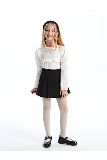 LC Waikiki Crew Neck Textured Girl's Blouse