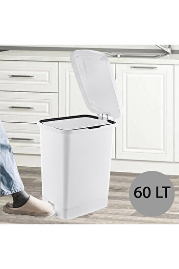 EFFE HOME Ergonomic Pedal Plastic Trash Can (without inner bucket) Off-White