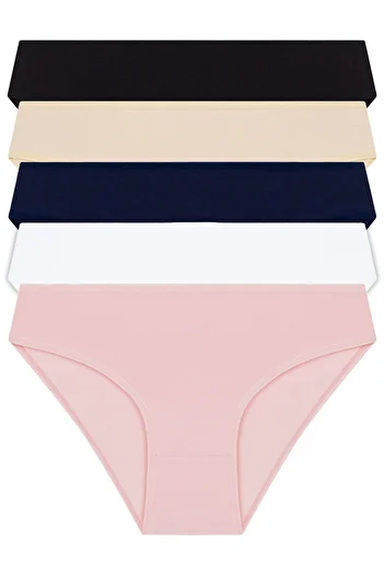 Cottonhill Chiloți de bikini din bumbac de bază, pachet de 5