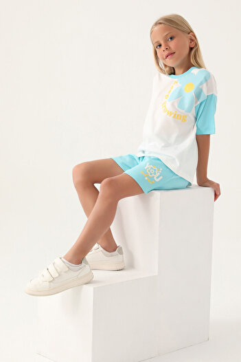 Rolypoly Girl's shorts set - turquoise