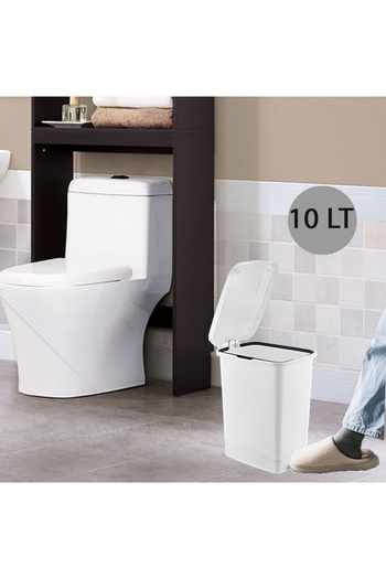 EFFE HOME Ergonomic Pedal Plastic Trash Can (without inner bucket) Off-White