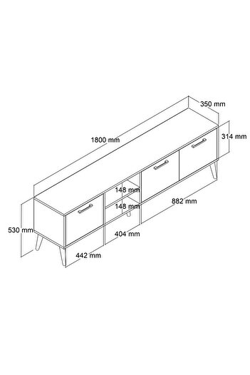 Mezza 1583 Eksen 180 Cm (AHŞAP AYAKLI) Tv Ünitesi Hat Rengi