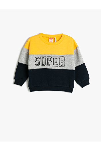 Koton Mikina Color Blocked Crew Neck Cotton